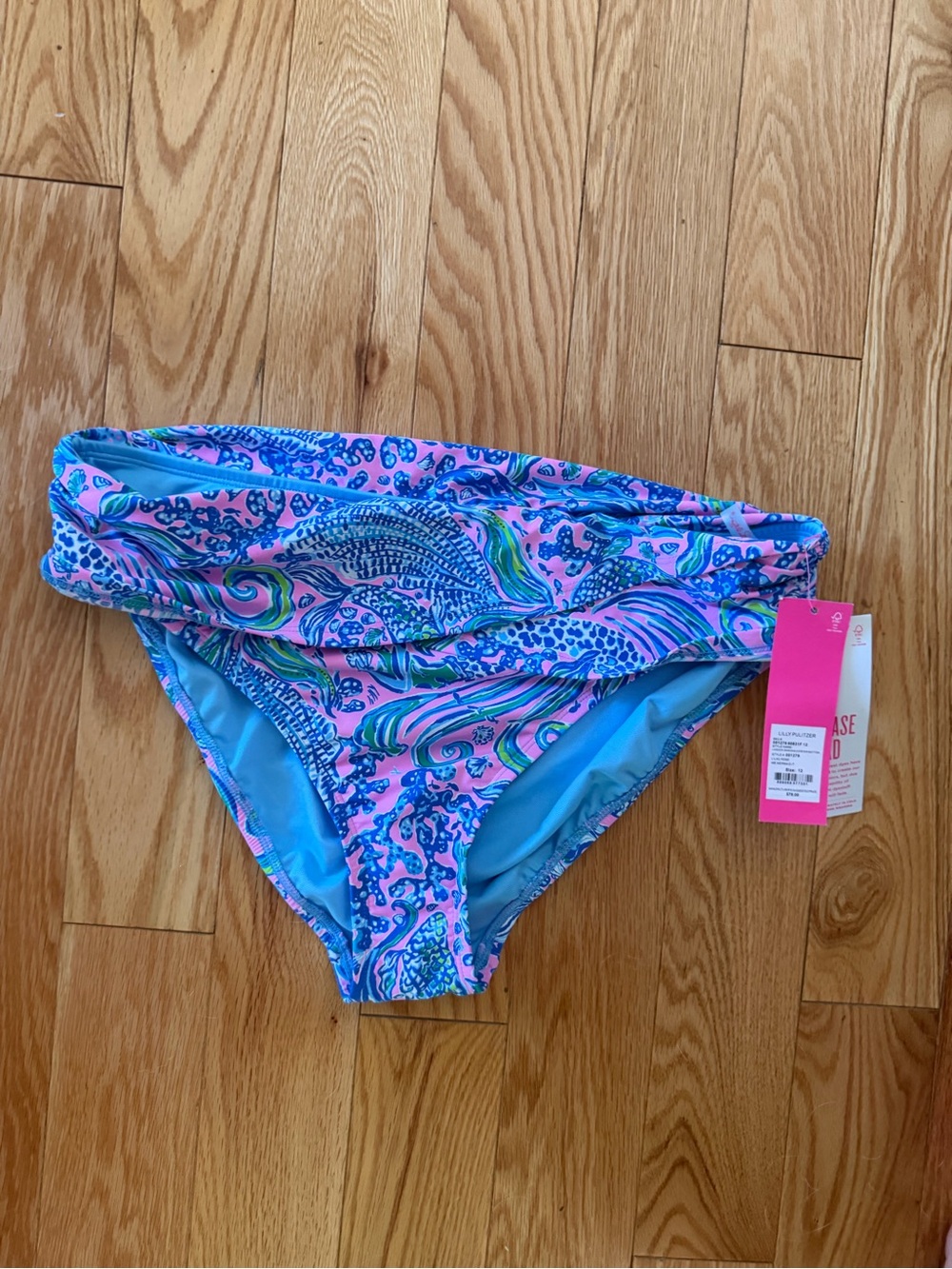 Lilly Pulitzer Pink & Blue Paisley Lagoon Sarong Hipster bikini bottom